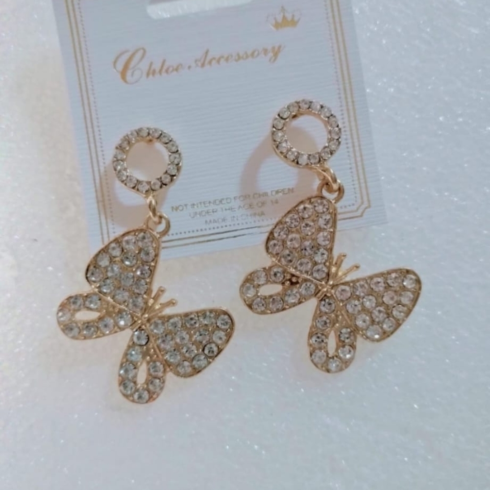 Butterfly earrings, alloy dangle earrings, geometric earrings. Elegant earrings - Picture 6 of 8